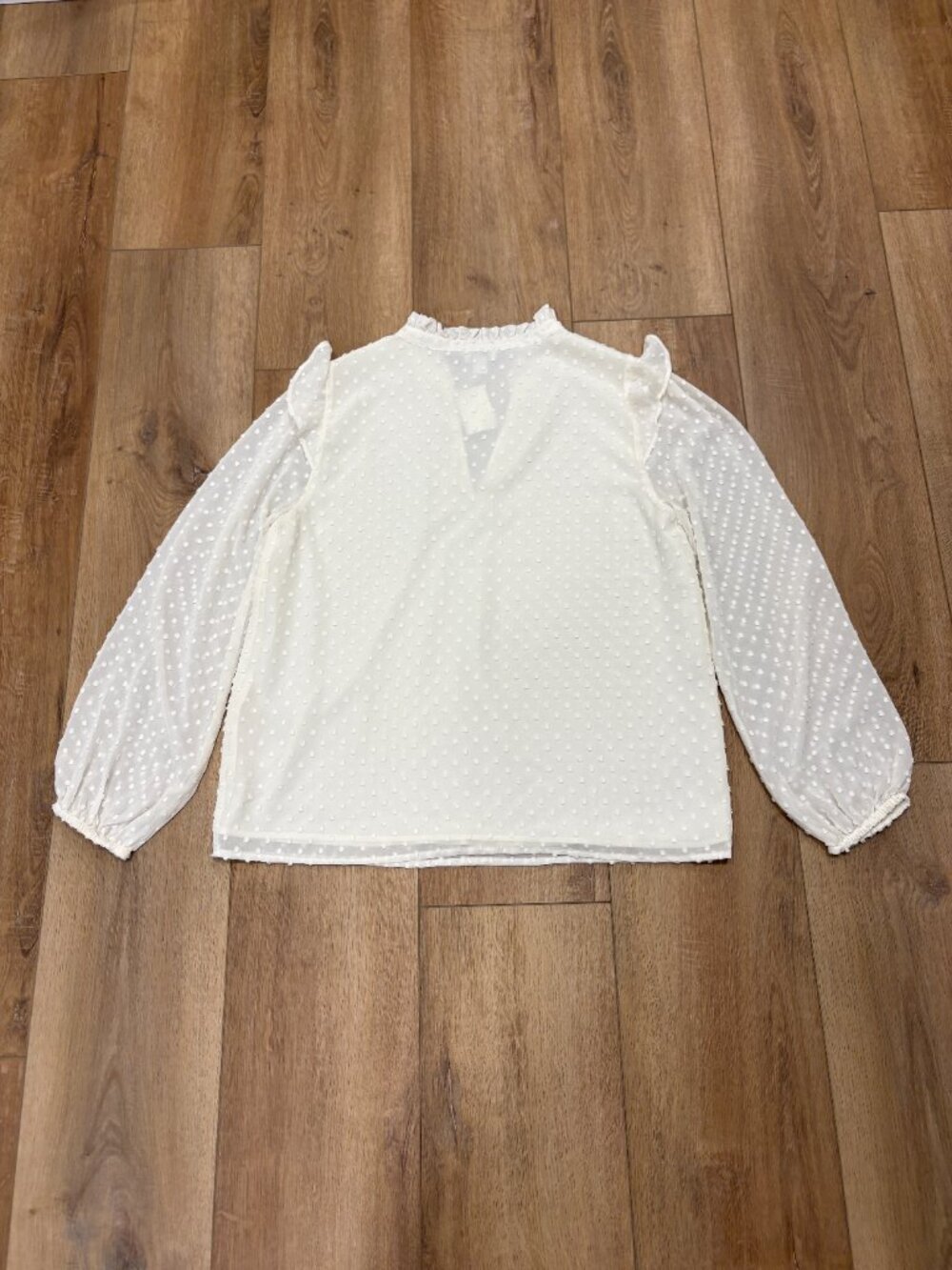NWT 🌟 J. CREW 🌟 SWISS CLIP DOT CHIFFON BLOUSE WITH RUFFLE DETAIL WHITE SZ S - Picture 5 of 5